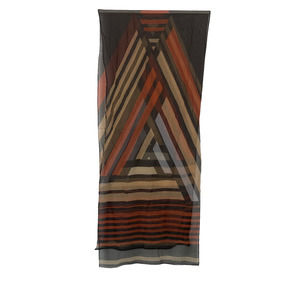 Ellen Tracy Geometric Striped Scarf - Black, Brown, Tan
